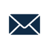 A dark blue envelope icon on a white circular background, representing email or messaging.