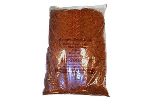 Sand/Soil Bags – a clear plastic bag filled with dried red chili flakes, sealed and labeled with product information.